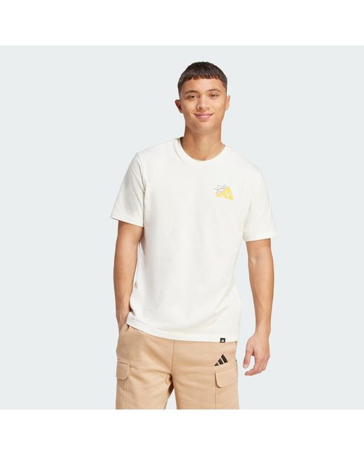 Adidas White Food Grilled Cheese Graphic T-Shirt for men