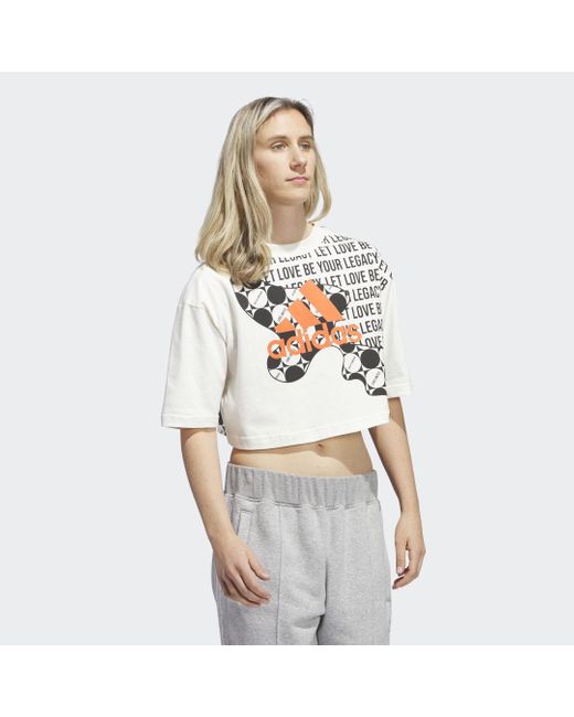 Adidas White Pride Cropped Graphic T-Shirt (Gender Neutral)