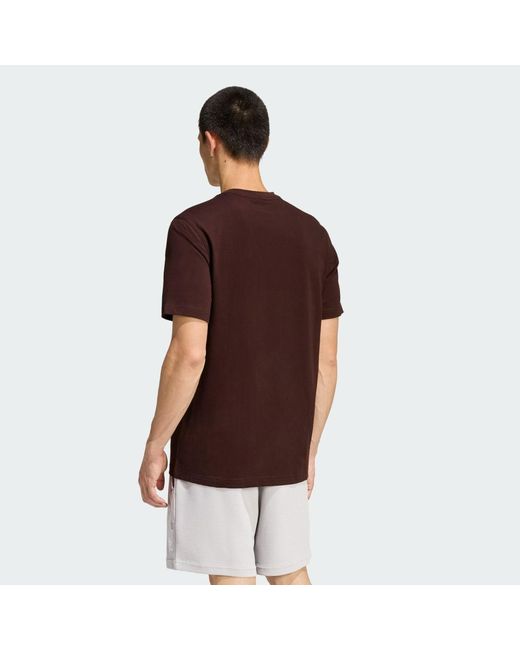 Adidas Brown Trefoil Essentials Tee for men