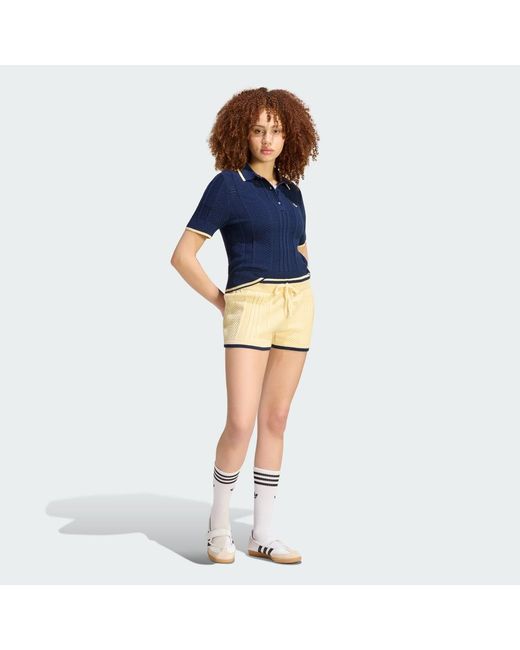 Adidas Blue Cable Knit Cali Tee Polo