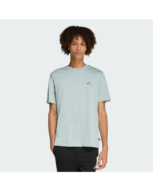 Adidas Blue Summer Slide Trim Graphic T-Shirt for men