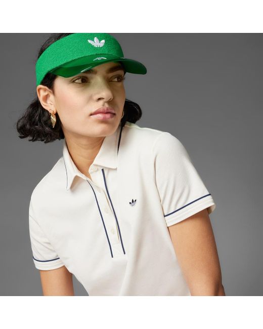 Adidas White Originals Twistknit Trefoil Polo Shirt