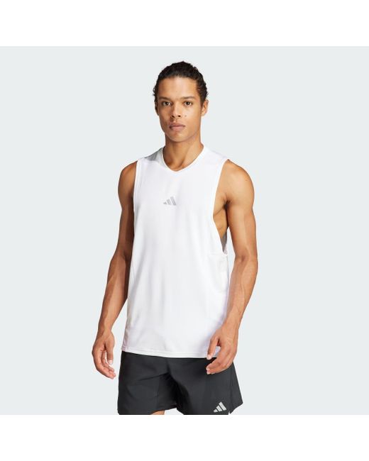 Adidas White Designed For Training Workout Heat.rdy Tank Top for men