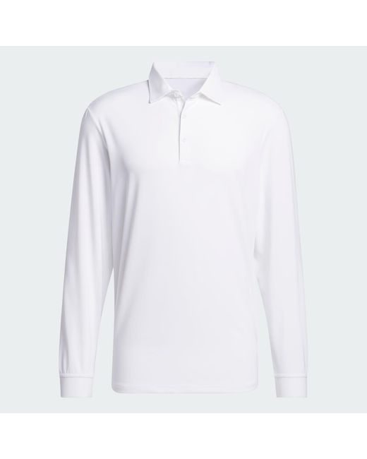 Adidas White Long Sleeve Polo Shirt for men