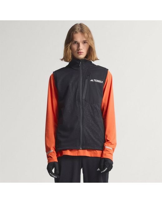 Adidas Red Terrex Xperior Cross-Country Ski Softshell Vest for men