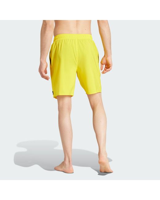 Adidas Yellow Solid Clx Classic-Length Swim Shorts for men