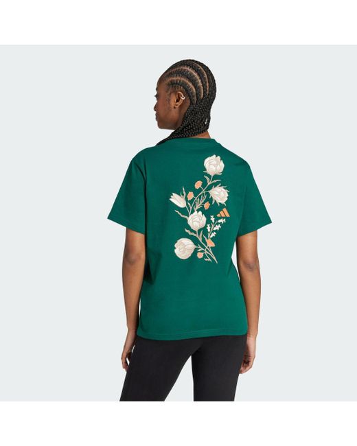 T-Shirt Grafica Floreale Tiro di Adidas in Green