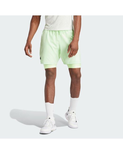 Adidas Green Tennis Heat.rdy Shorts And Inner Shorts Set for men