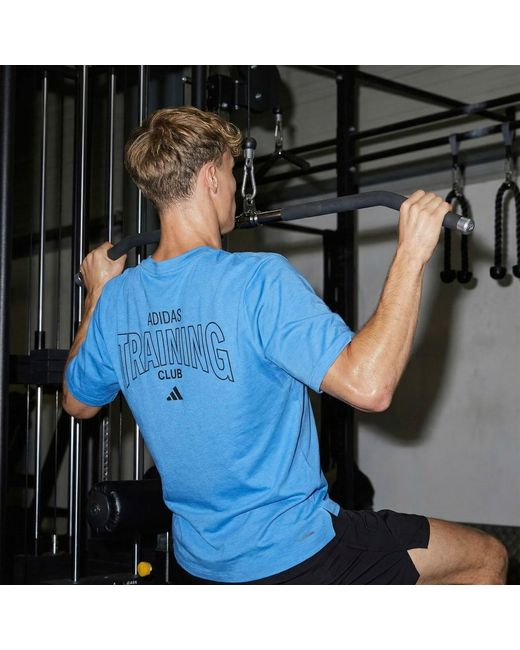 Adidas Blue D4T Primelift Essentials Workout Graphics T-Shirt for men