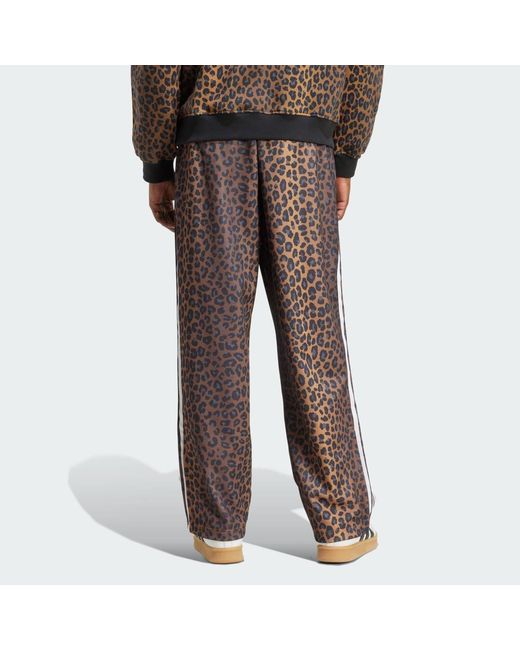 Adidas Brown Firebird Loose Leopard Track Pants for men