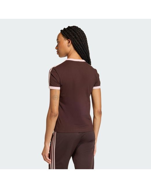 Adidas Red Lifestyle 3 Stripes Slim Tee Kc9017