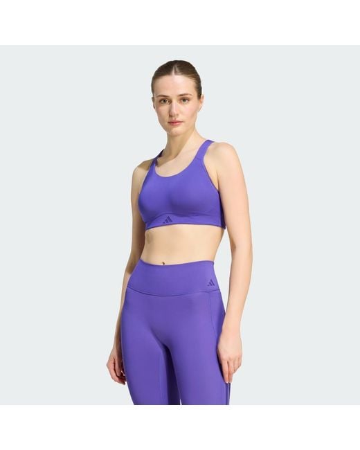 Adidas Purple Optime Workout High Support Bra