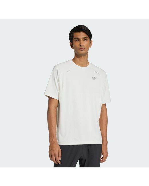 Adidas White Tech Trefoil Essentials Polyester T-Shirt for men