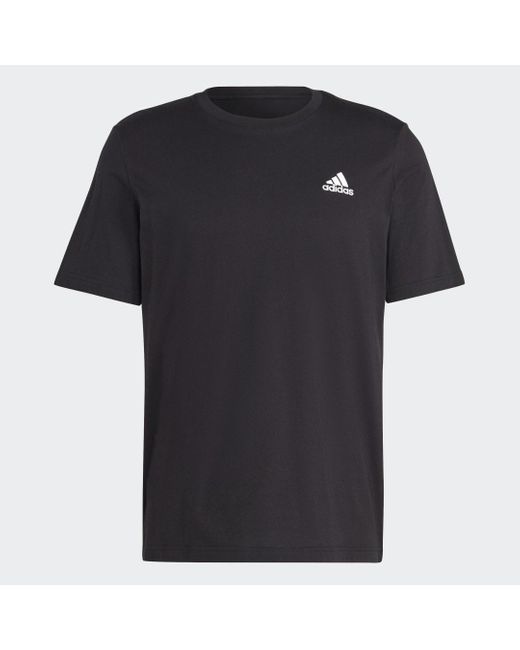 Adidas Black Essentials Single Jersey Linear Embroidered Logo T-shirt for men