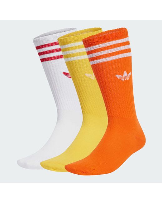 Adidas Orange Solid Crew Socks 3 Pairs