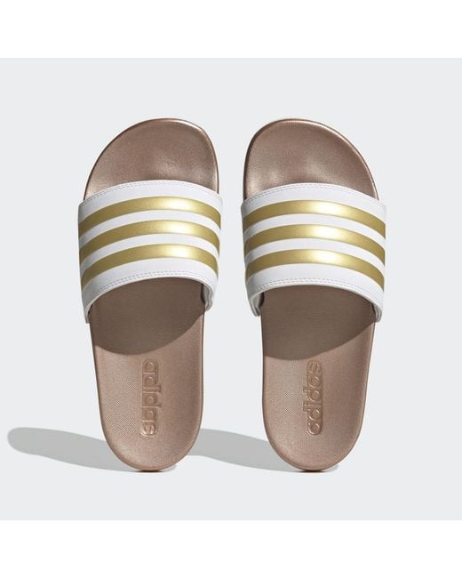 Adidas White Adilette Comfort Slides