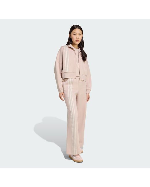 Adidas Pink Off Placed 3-Stripes Zip Up