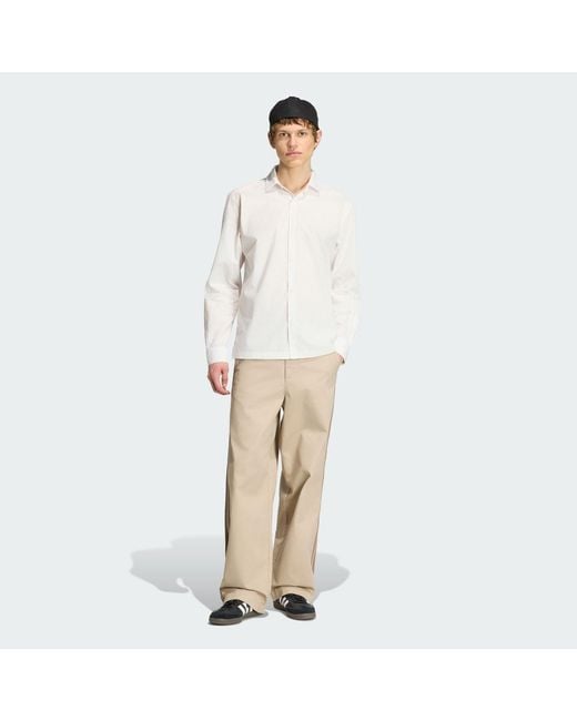 Adidas White 3 Stripes Button Up Shirt for men