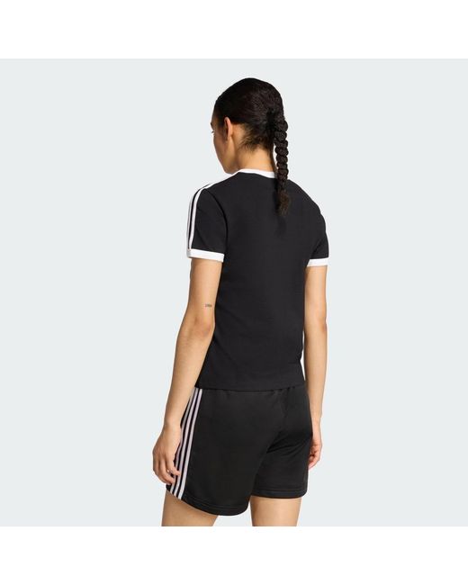 Adidas Black 3 Stripes Slim T-Shirt