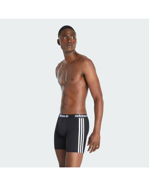 Adidas Blue Comfort Flex Cotton 3-Stripes Boxer Brief Underwear for men