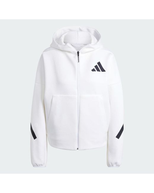 Adidas White Z.n.e. Full-zip Hoodie