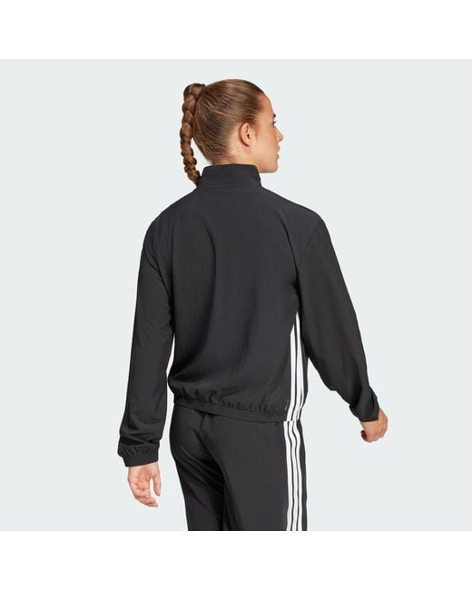 Adidas Black Gym & Training Train Essentials 3-Stripes Woven Warm-Up Jacket Jd6539
