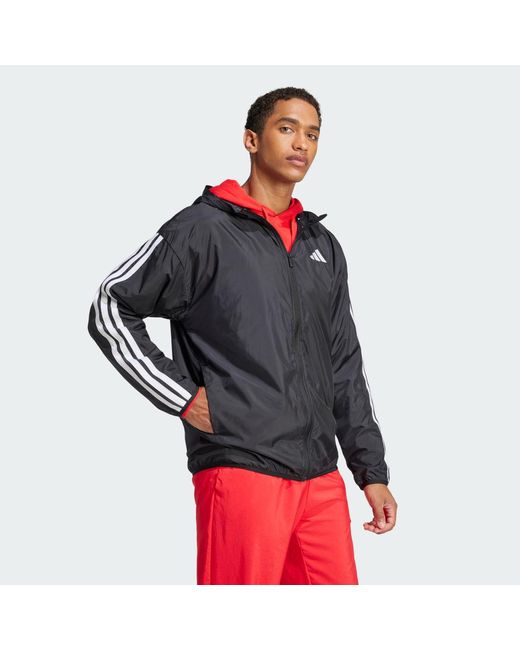 Adidas Gray Essentials 3-Stripes Windbreaker for men