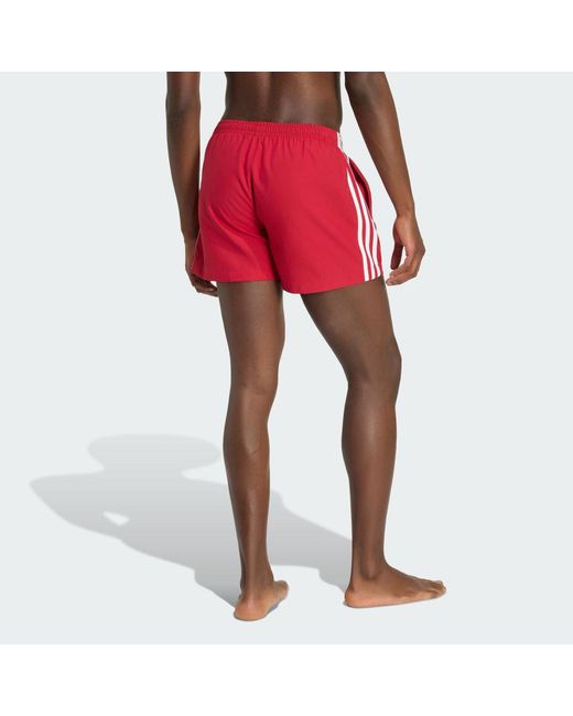 Adidas Red 3 Stripes Swimshorts for men