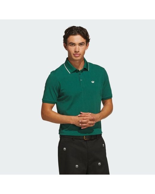 Adidas Green Originals Twistknit Trefoil Polo Shirt for men