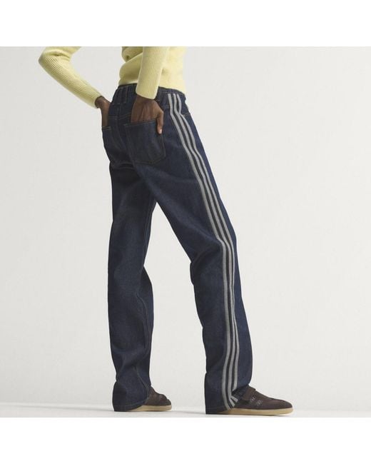 Adidas Blue Firebird Mid Rise Straight Denim Pant