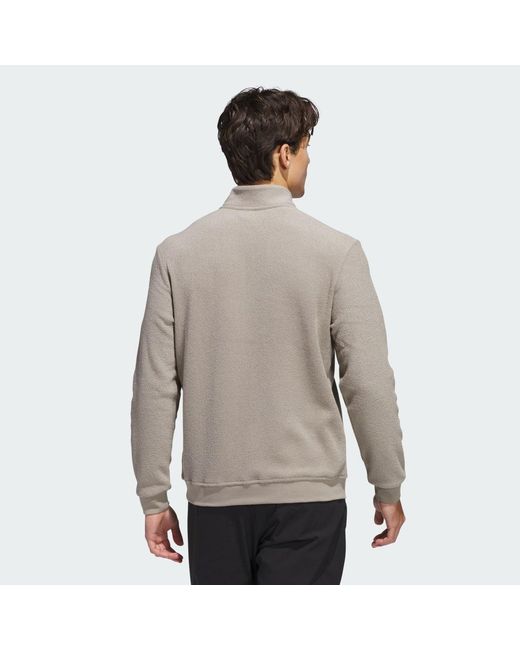 Adidas Gray Ultimate365 Terry Cloth Quarter-Zip Pullover for men