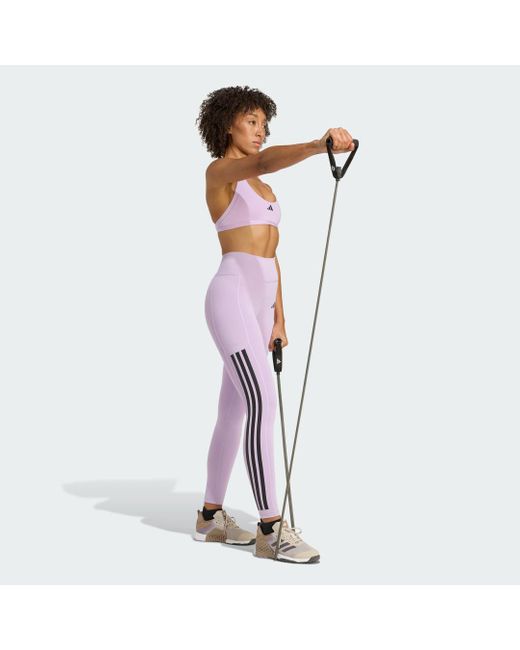 Adidas Originals Purple Optimé 3-Stripes Full-Length Leggings