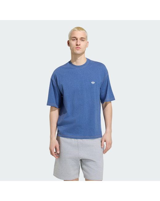 Adidas Blue Trefoil Essentials Melange Loose Cropped T-Shirt for men