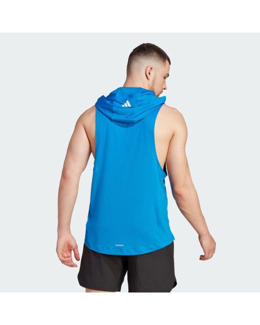 Adidas Blue Train Icons Big Logo Training Hoodie Tank Top for men
