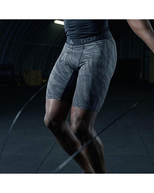 Adidas Gray Techfit Aop Shorts Tights for men