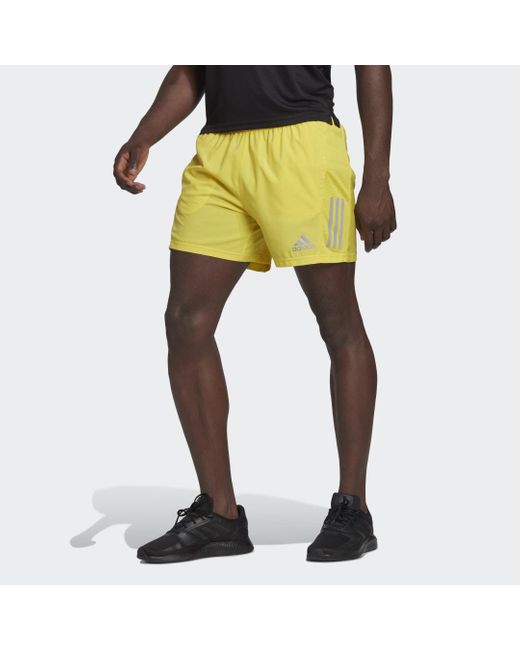 Adidas Yellow Own The Run Shorts for men
