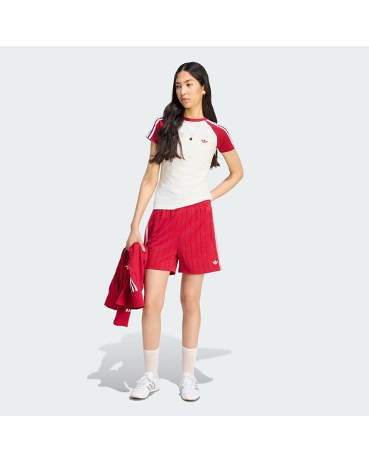 Adidas Red Pinstripe Firebird Shorts