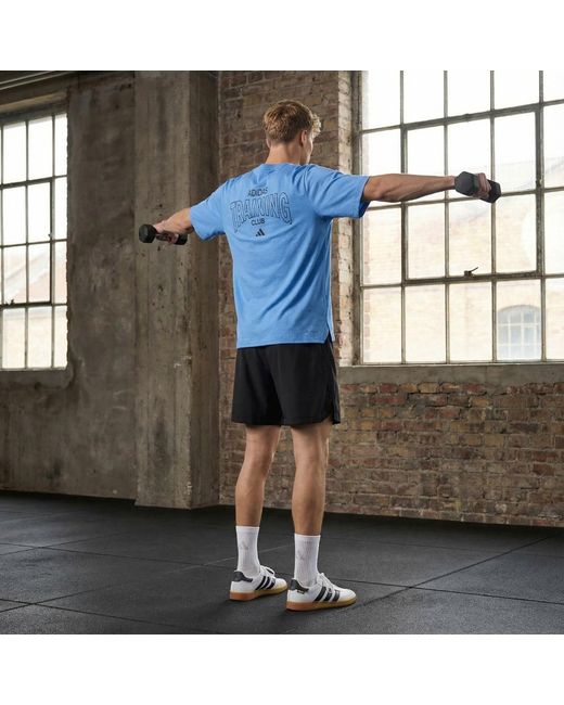 Adidas Blue D4T Primelift Essentials Workout Graphics Shorts for men