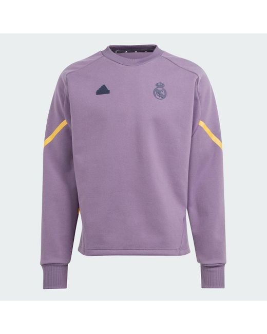 Felpa Designed for Gameday Crew Real Madrid di Adidas in Purple da Uomo