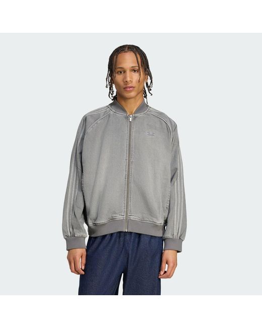 Adidas Gray Sst Adicolor Loose Sst Denim Wash Jacket Jackets for men