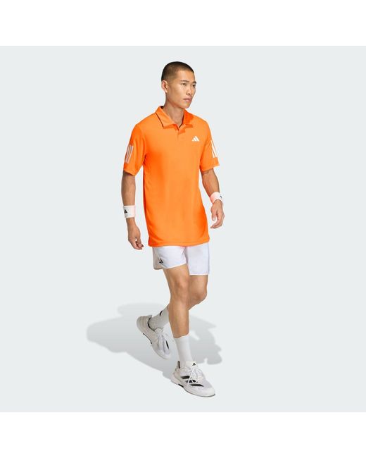 Adidas Orange Club Tennis 3-Stripes Polo Shirt for men