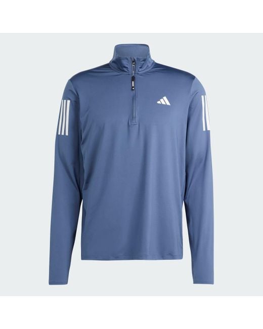 Adidas Blue Own The Run Half-Zip Jacket for men
