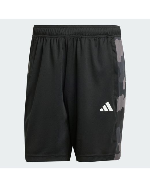 Adidas Black Train Essentials Camo Training Shorts for men