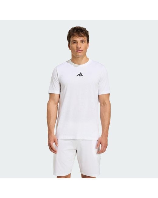 Adidas White Tennis Category Graphic T-Shirt for men
