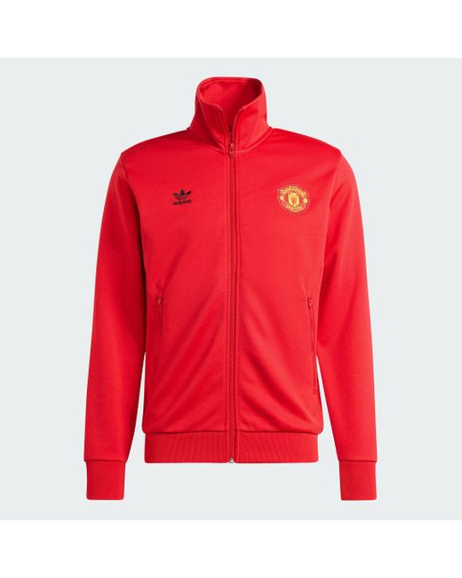 Adidas Red Manchester United Essentials Trefoil Track Top for men