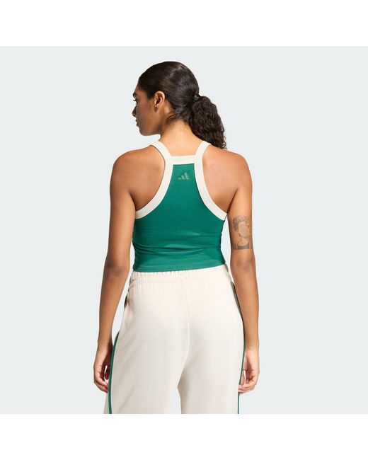 Adidas Green Seasonal Essentials Colorpop Tank With Embroidered Graphic