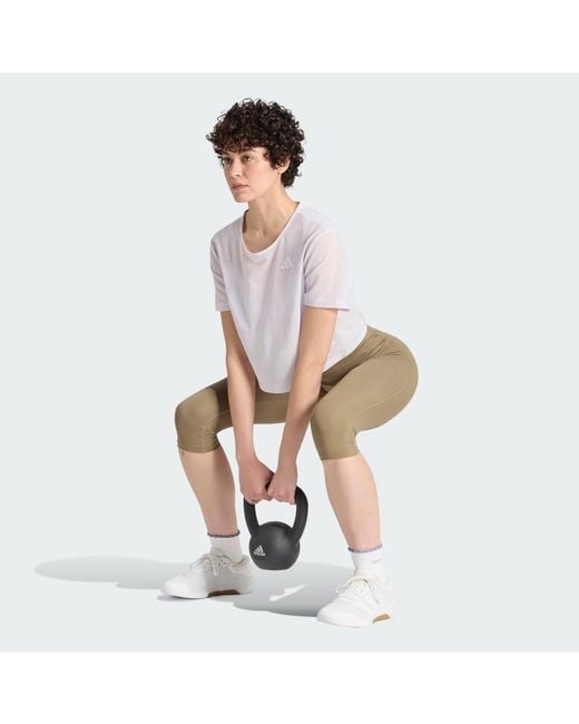 Adidas White Primelift Essentials Workout Boxy Mesh T-Shirt