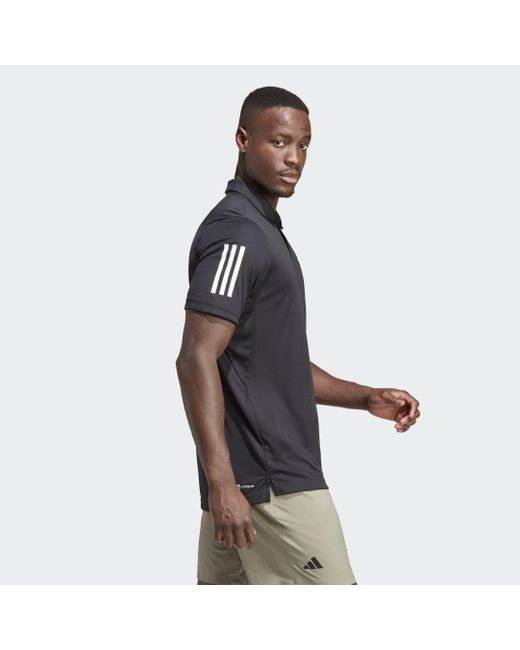 Adidas Black Club 3-stripes Tennis Polo Shirt for men