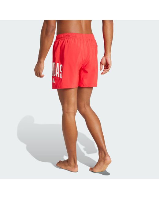 Short Da Bagno Logo 5 Inch di Adidas in Red da Uomo