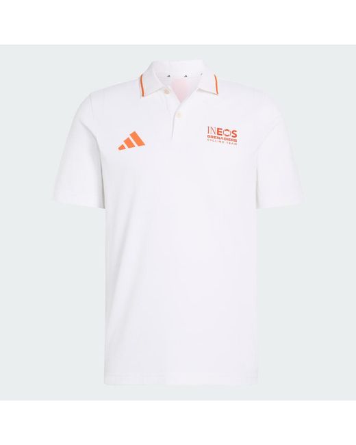 Adidas White Essentials Pique Polo Shirt Ineos Grenadiers for men